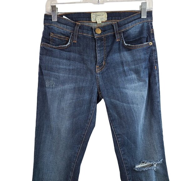 Current Elliot Stilleto Typhoon Destroy Dark Wash Distressed Denim Jeans - Picture 2 of 10